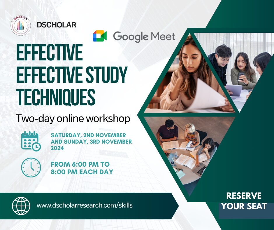 Two-day online workshop on Effective Study Techniques